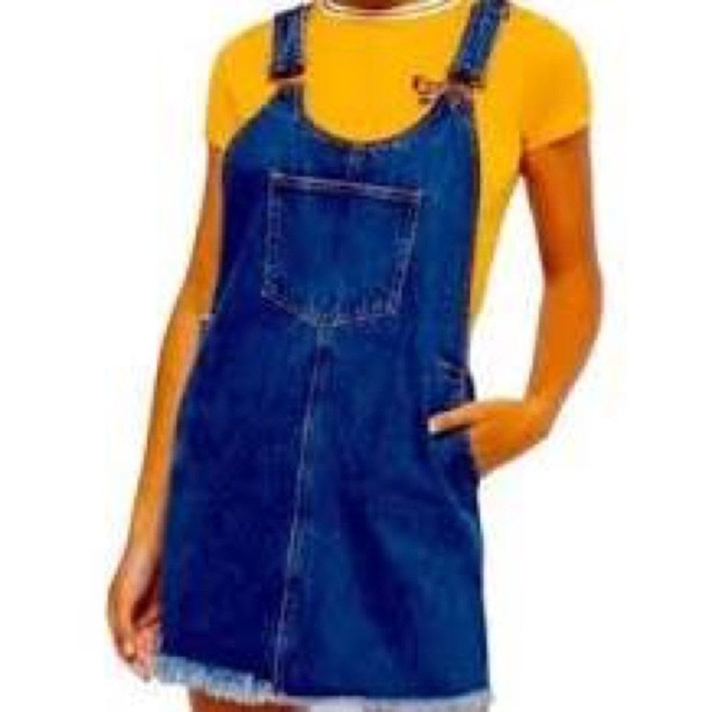 Forever 21 fringed denim overall dress